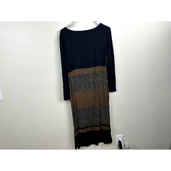 Carole Little sz 6 Mixed Print Floral Black Mustard Yellow Midi Dress Boho Artsy - Picture 5 of 7